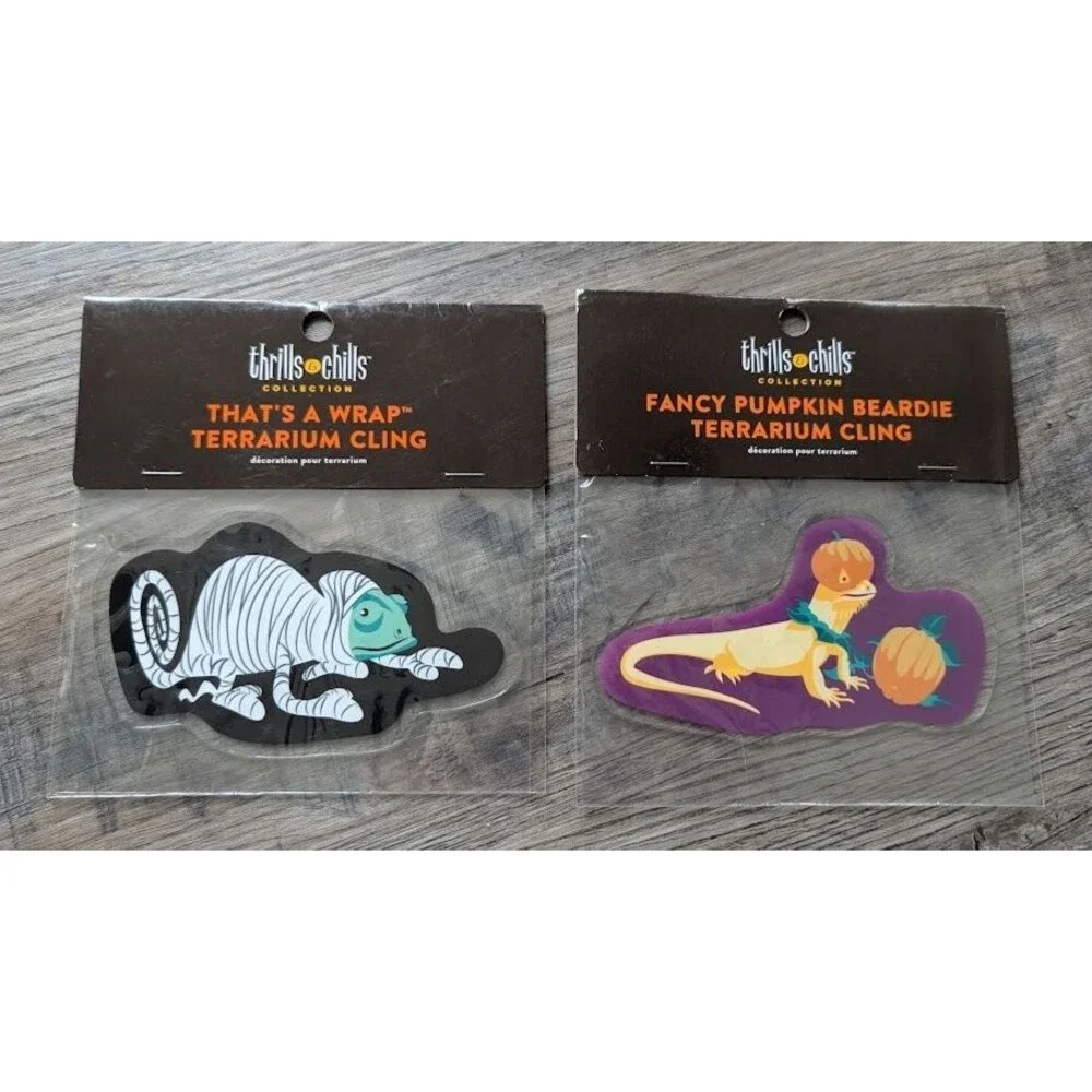 2 TERRARIUM Glass CLING THRILLS & CHILLS COLLECTION IT’S ALIVE! (Stick On Decor)